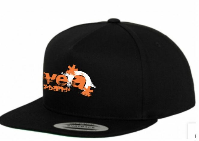 5 Panel Mesh Cap schwarz / orange mit Bandlogo